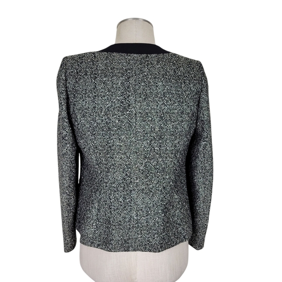 Kasper Separates Boucle Blazer Size 6P Black White Gold Black Trim Open Front - Picture 3 of 9